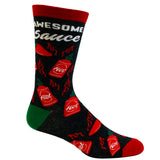 Men's Awesome Sauce Socks Funny Spicy Hot Sauce Lover Graphic Novelty Footwear