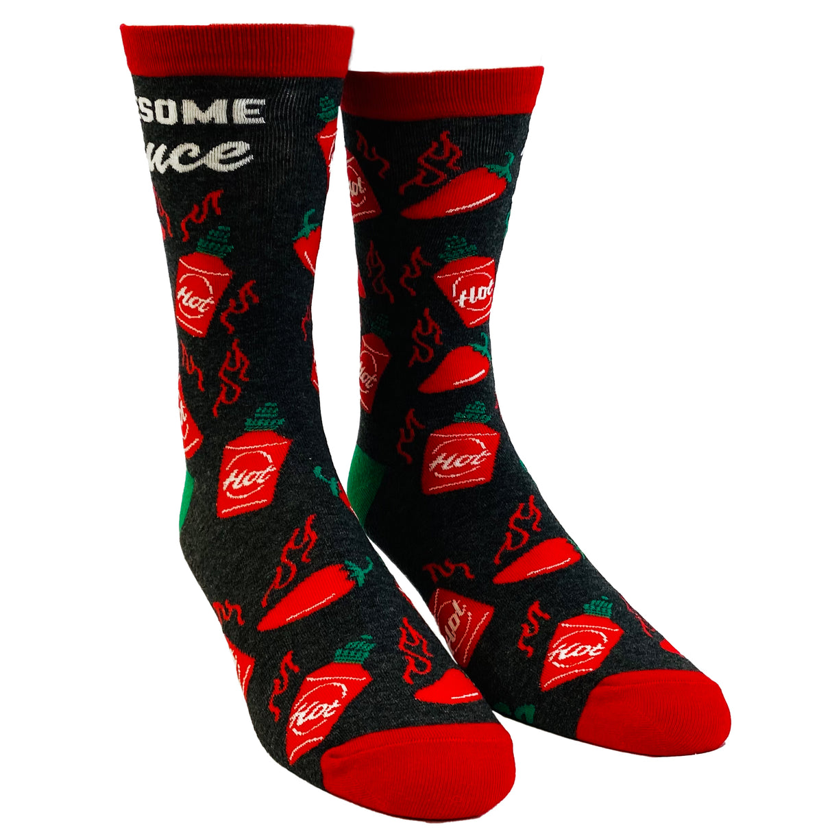 Youth Awesome Sauce Socks Funny Spicy Hot Sauce Lover Graphic Novelty Footwear