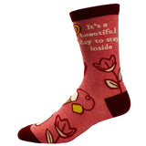 Women's It's A Beautiful Day To Stay Inside Socks Funny Introvert Coffee Lover Novelty Footwear