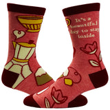 Women's It's A Beautiful Day To Stay Inside Socks Funny Introvert Coffee Lover Novelty Footwear