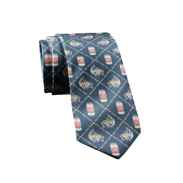 Beer Fishy Fishy Necktie Funny Fisherman Gift For Beer Lover Graphic Office Tie