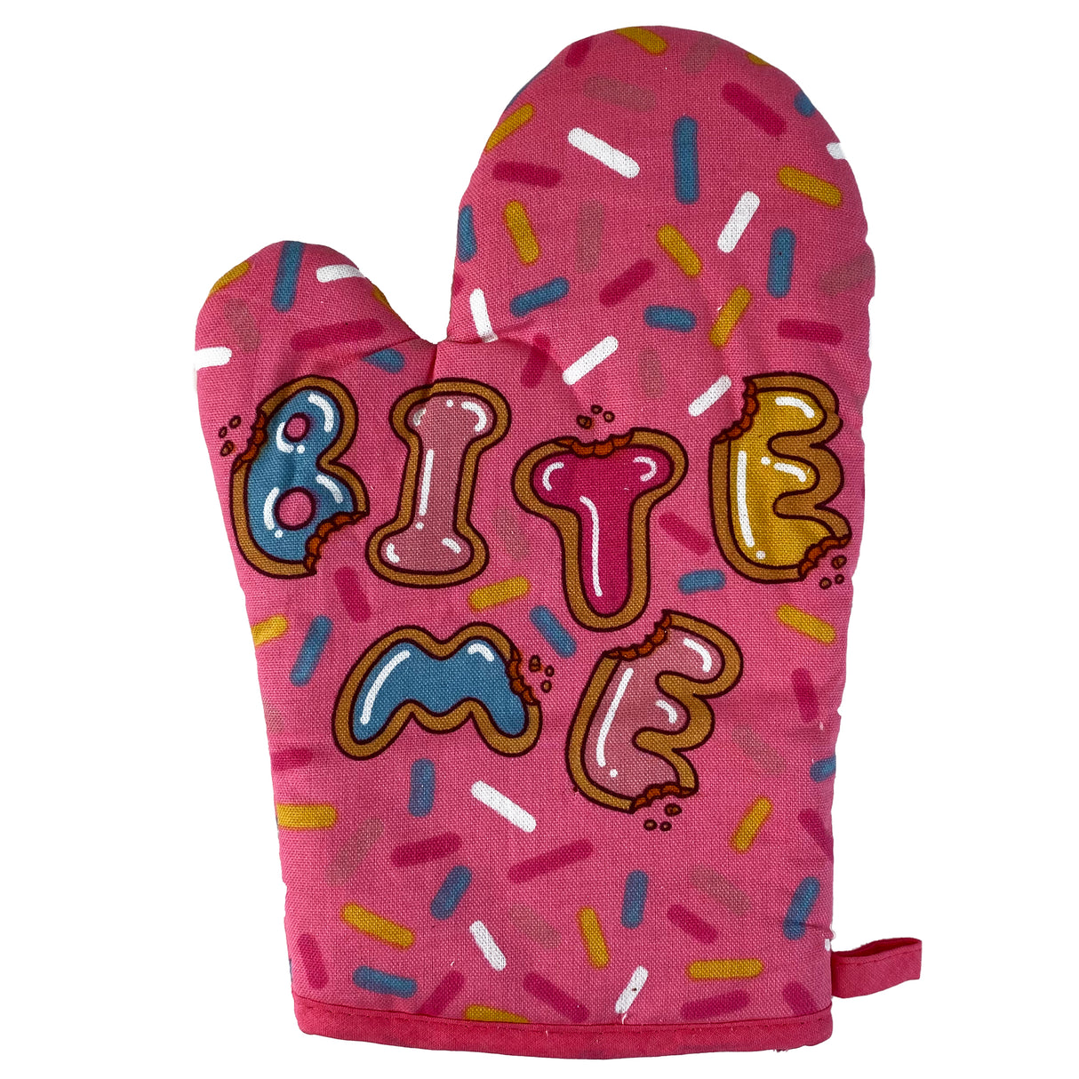 Bite Me Oven Mitt Funny Baking Cake Sprinkles Cookies Dessert Graphic Kitchen Glove