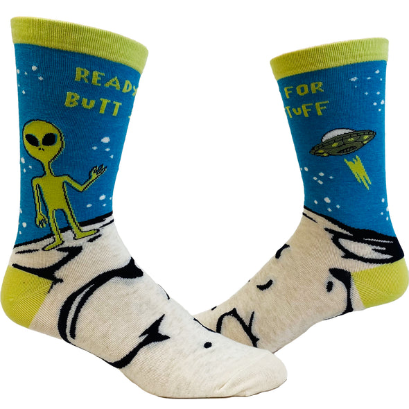 Men's Ready For Butt Stuff Socks Funny UFO Alien Probe Novelty Outer Space Footwear