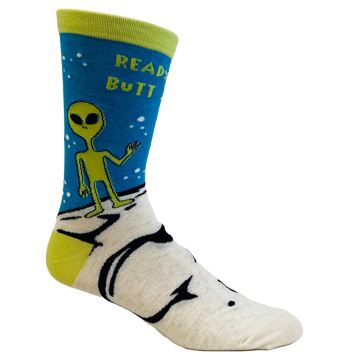 Men's Ready For Butt Stuff Socks Funny UFO Alien Probe Novelty Outer Space Footwear