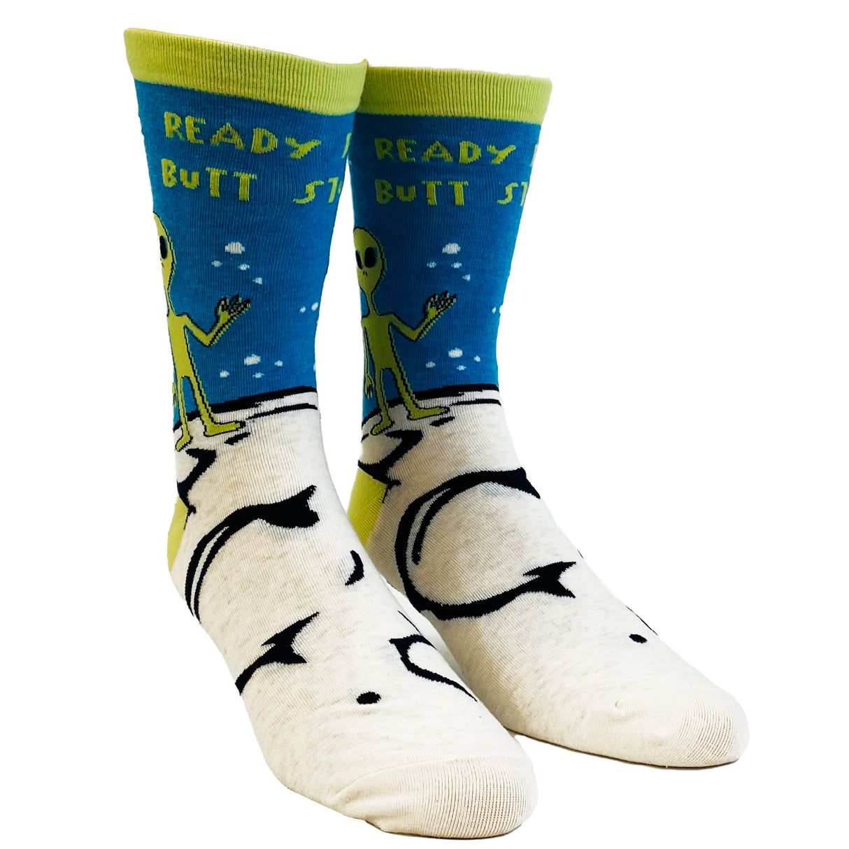 Men's Ready For Butt Stuff Socks Funny UFO Alien Probe Novelty Outer Space Footwear