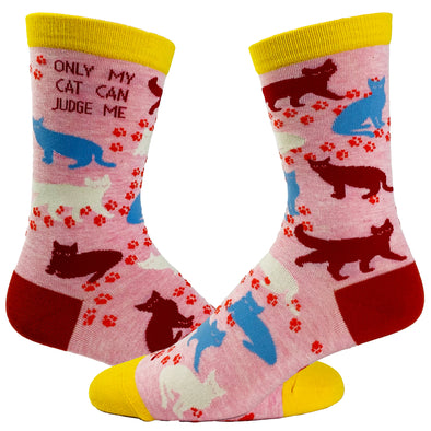 Women's Only My Cat Can Judge Me Socks Funny Pet Kitty Animal Lover Crazy Cat Lady Footwear