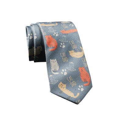 Cat Dad Necktie Funny Gift For Pet Kitty Aniaml Lover Graphic Novelty Formalwear