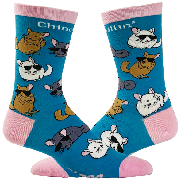 Women's Chinchillin Socks Funny Cool Chinchilla Pet Rodent Graphic Novelty Footwear