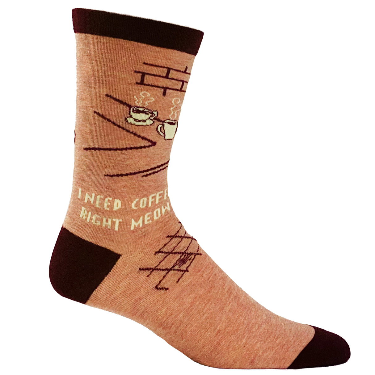 Women's I Need Coffee Right Meow Socks Funny Pet Cat Lover Kitty Novelty Footwear