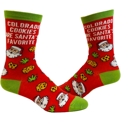 Men's Colorado Cookies Are Santa's Favorite Socks Funny Christmas Weed 420 Marijuana Footwear