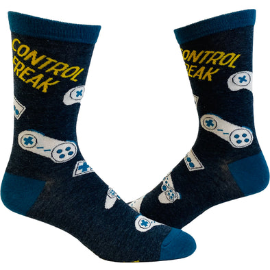 Men's Control Freak Socks Funny Retro Gamer Video Game Controller Joystick Novelty Footwear