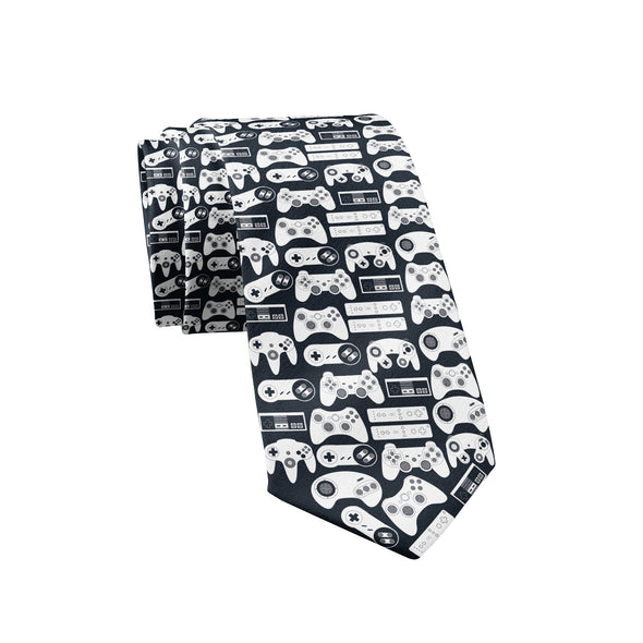 Video Game Controllers Necktie Funny Retro Gamer Console Nerdy Graphic Tie