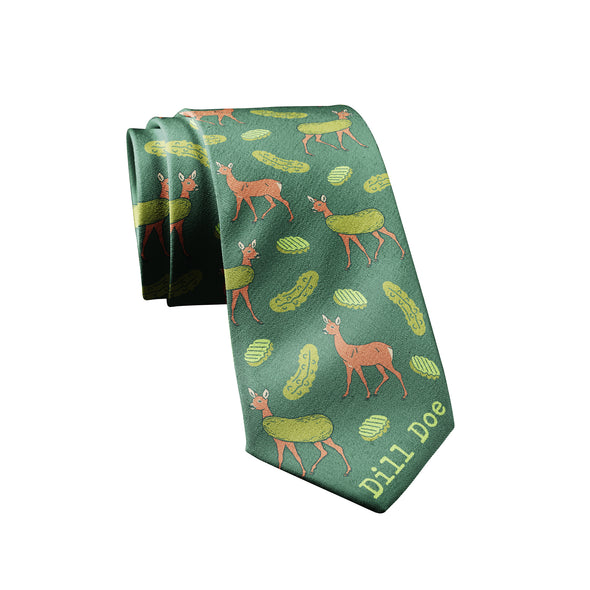 Dill Doe Necktie Funny Reindeer Pickle Sexual Innuendo Sarcastic Novelty Tie