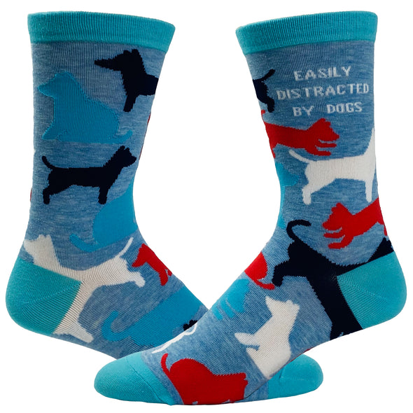 Women's Easily Distracted By Dogs Socks Funny Pet Puppy Dog Lover Novelty Footwear