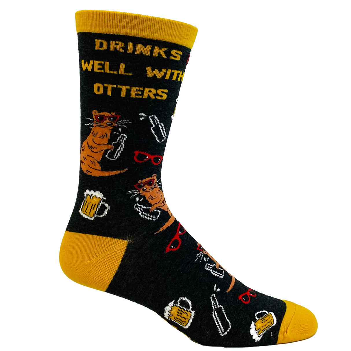 Men's Drinks Well With Otters Socks Funny Beer Party Novelty Drinking Footwear