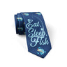 Eat Sleep Fish Necktie Funny Gift For Fishing Lover Father's Day Novelty Tie