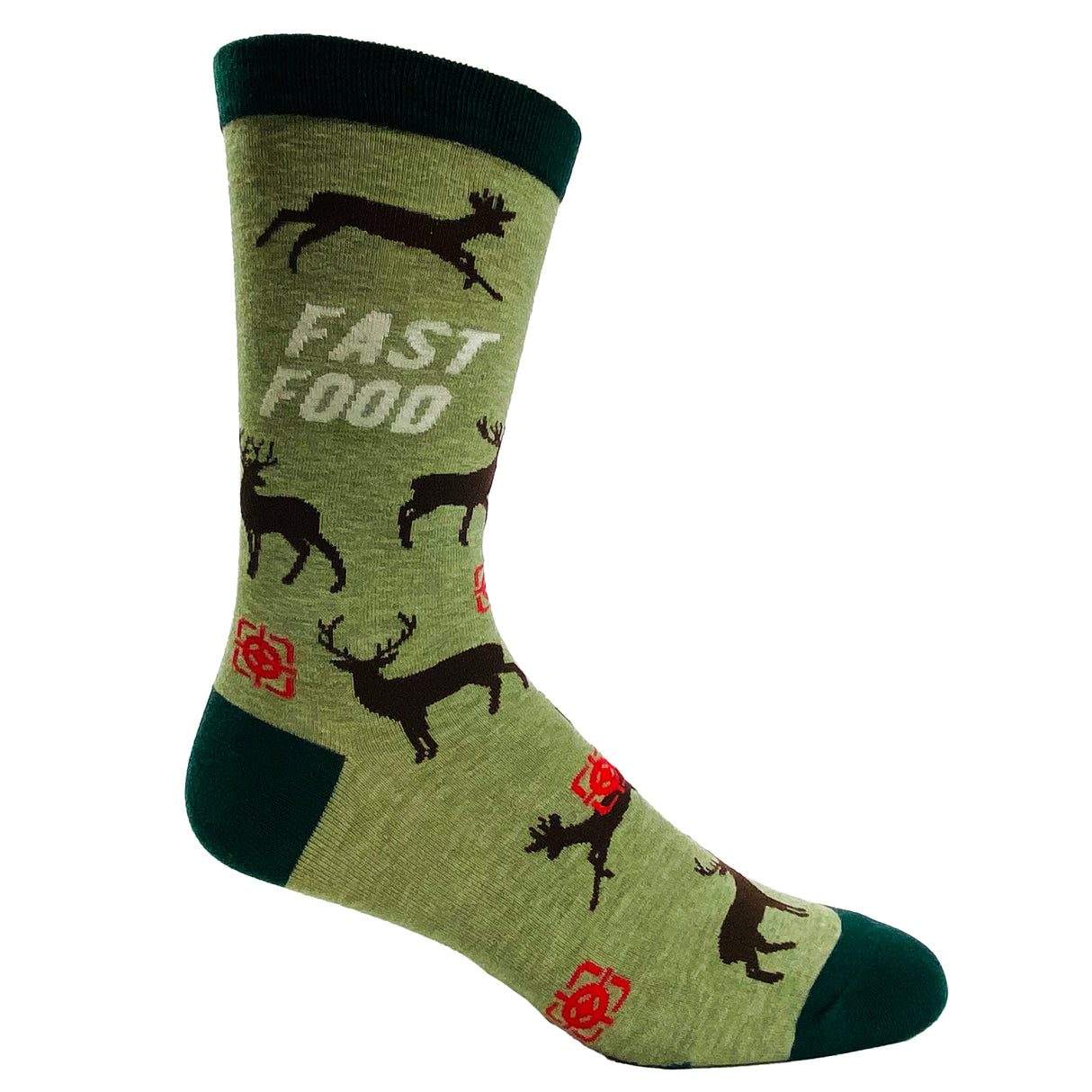 Men's Fast Food Socks Funny Deer Hunting Buckshot Sarcastic Novelty Footwear