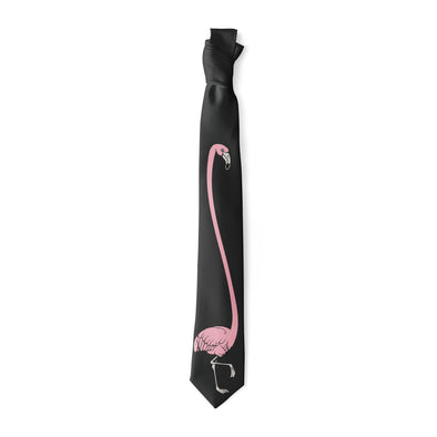 Flamingo Necktie Funny Tropical Pink Bird Novelty Graphic Office Wedding Tie