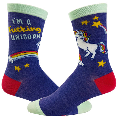 Women's I'm A Fucking Unicorn Socks Hilarious Mythical Horse Fantasy Rainbow Novelty Footwear