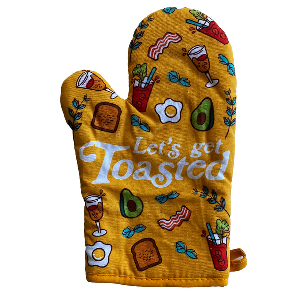 Let's Get Toasted Oven Mitt Funny Brunch Breakfast Bacon Avocado Toast Cute Kitchen Glove