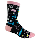 Women's Take No Shit Give No Fucks Socks Funny Badass Empowerment Novelty Graphic Footwear