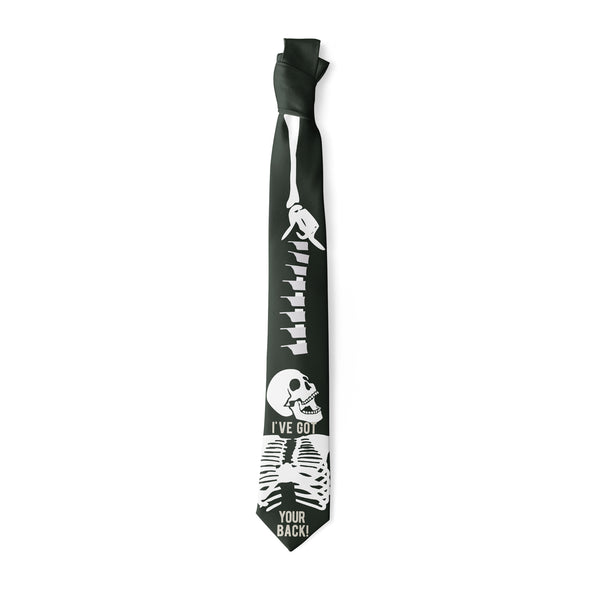 I've Got Your Back Necktie Funny Halloween Skeleton Skull Novelty Graphic Tie