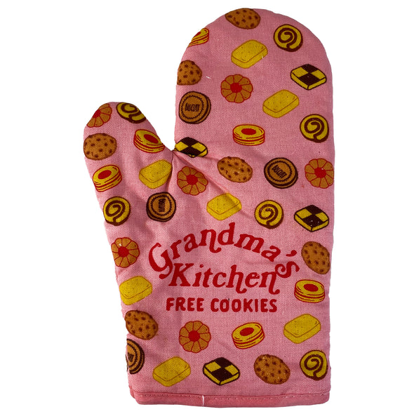 Grandmas Kitchen Free Cookies Oven Mitt Funny Grandmother Gift Baking Kitchen Glove