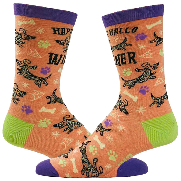 Women's Happy Hallowiener Socks Funny Halloween Pet Dog Puppy Dachshund Lover Footwear