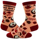 Youth Hedgehogs Are Bad At Sharing Socks Funny Fall Autumn Novelty Footwear