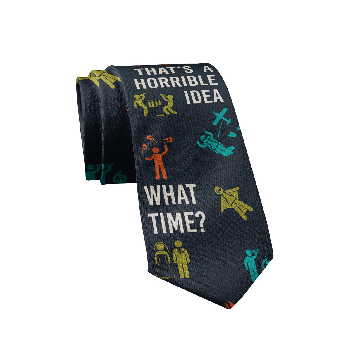 That's A Horrible Idea What Time Necktie Funny Neckties for Men Sarcastic Tie Novelty Ties for Men