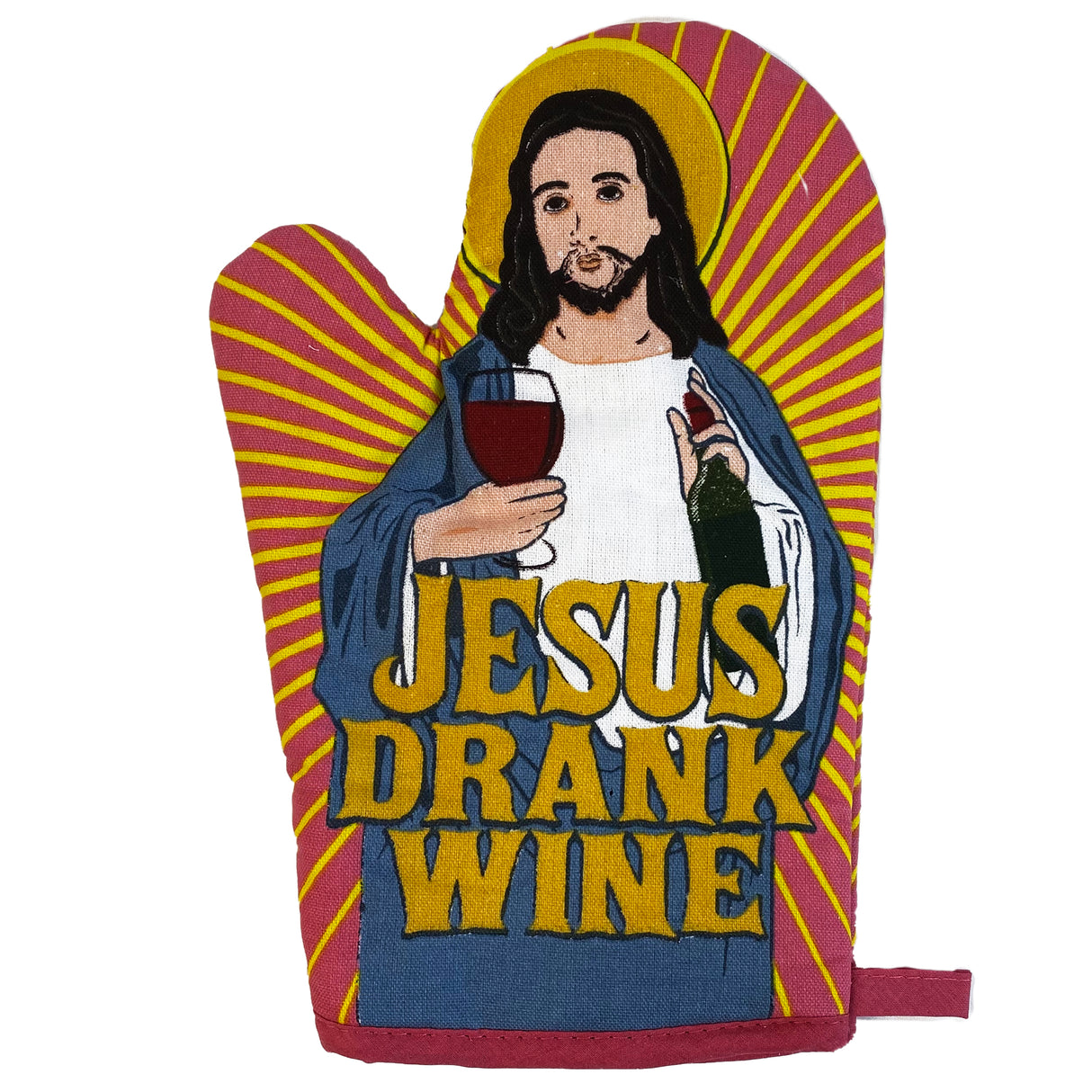 Jesus Drank Wine Oven Mitt Funny Religion Drinking Vino Wine Lover Novelty Kitchen Glove