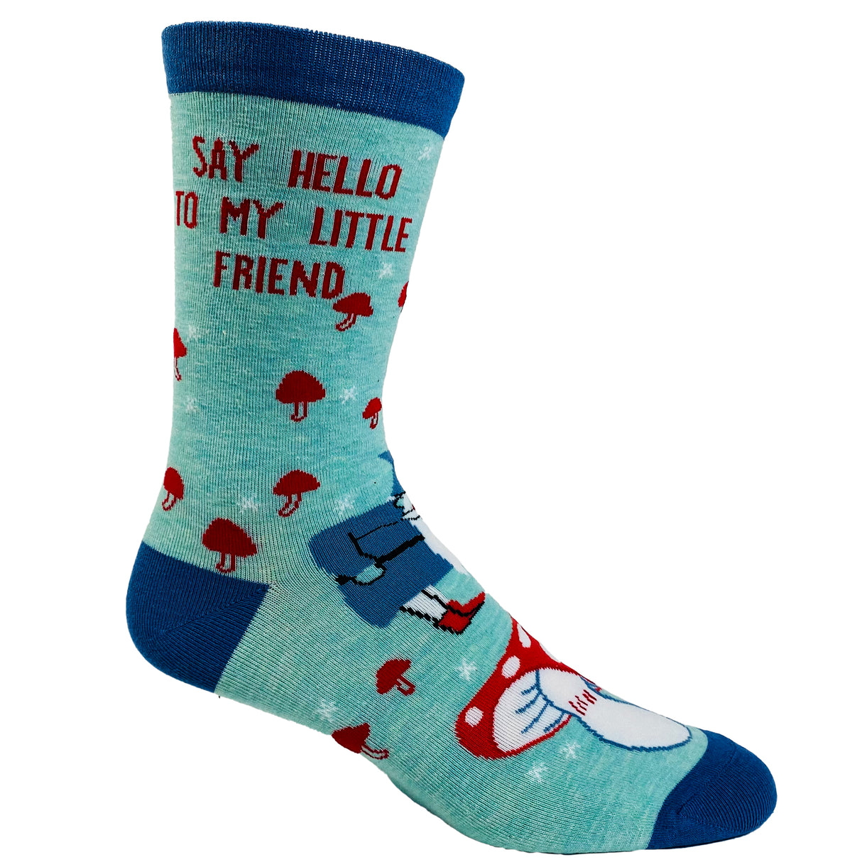 Women's Say Hello To My Little Friend Socks Funny Mushroom Gnome Novelty Fantasy Fairy Tale Footwear