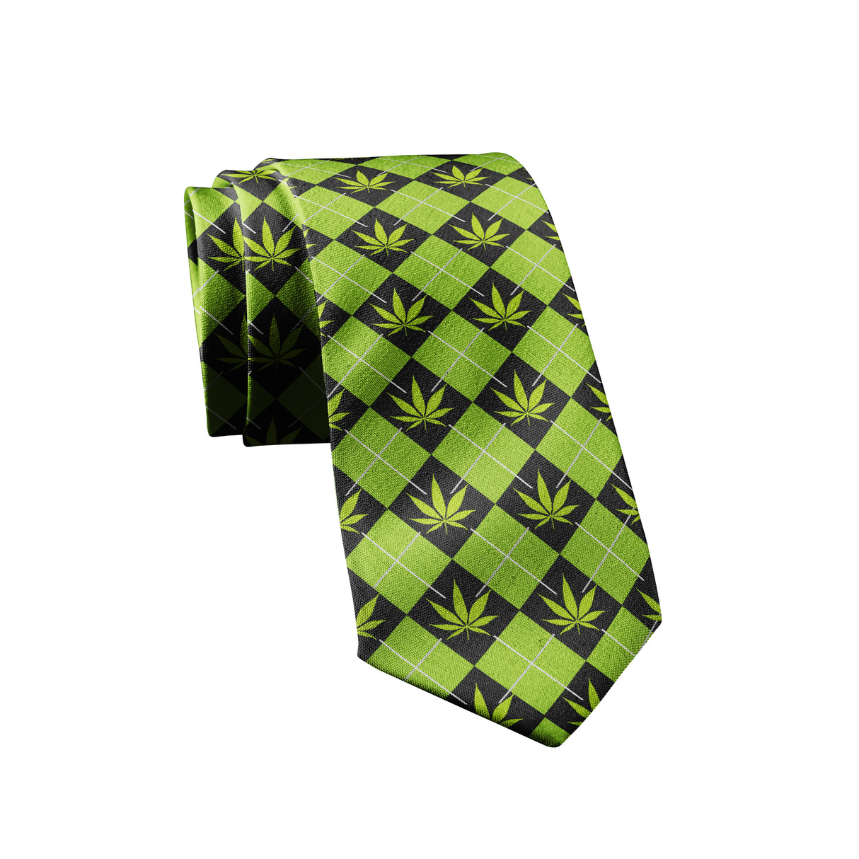 Marijuana Argyle Necktie Men's Novelty Neckties Weed Tie Funny Neckties for Men