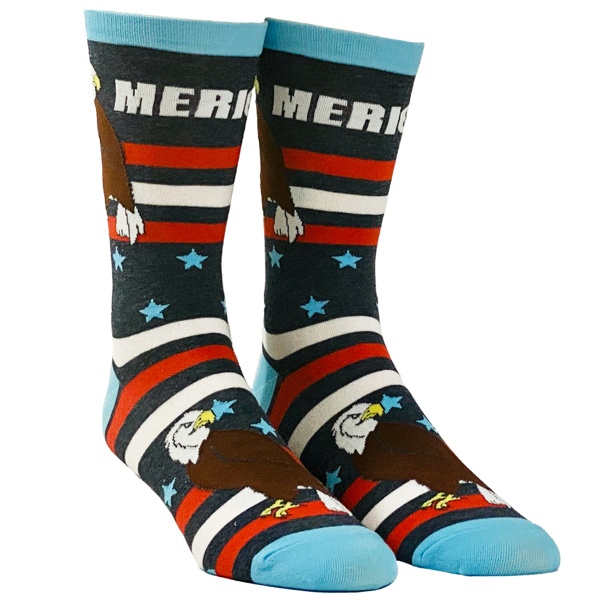 Men's Merica Socks Funny 4th Of July Independence Day USA Eagle Novelty Footwear