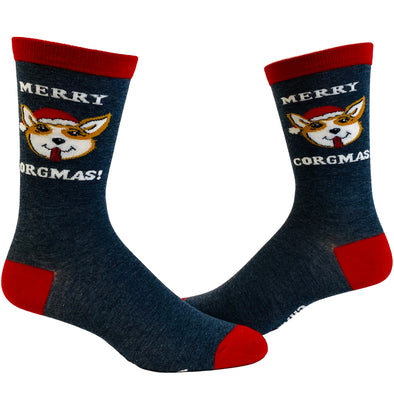 Men's Merry Corgmas Socks Funny Christmas Corgi Pet Dog Novelty Footwear