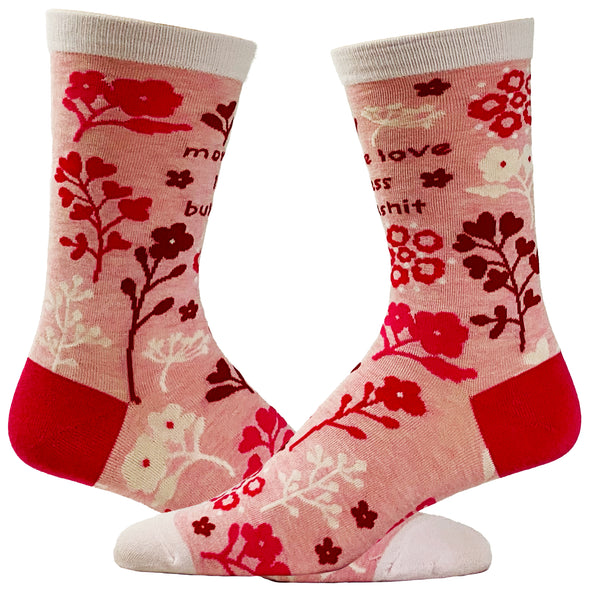 Women's More Love Less Bull Shit Socks Funny Positive Message Empowerment Novelty Footwear