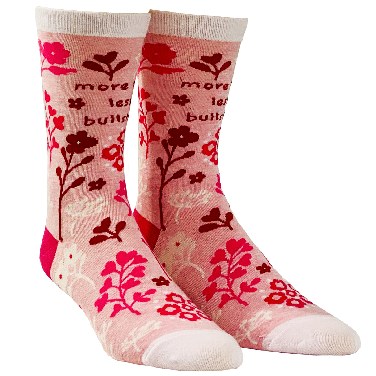 Women's More Love Less Bull Shit Socks Funny Positive Message Empowerment Novelty Footwear