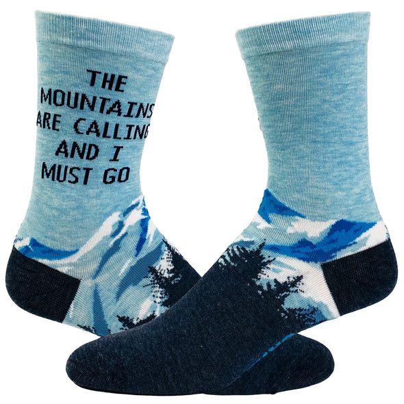 Men's The Mountains Are Calling And I Must Go Socks Funny Outdoor Camping Adventure Hiking Footwear
