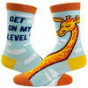 Women's Get On My Level Socks Funny Tall Giraffe Novelty Graphic Footwear