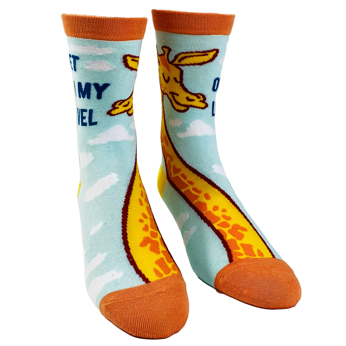 Youth Get On My Level Socks Funny Tall Giraffe Novelty Graphic Footwear