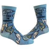 Women's Save The Narwhals Socks Cute Ocean Whale Unicorn of The Sea Graphic Footwear