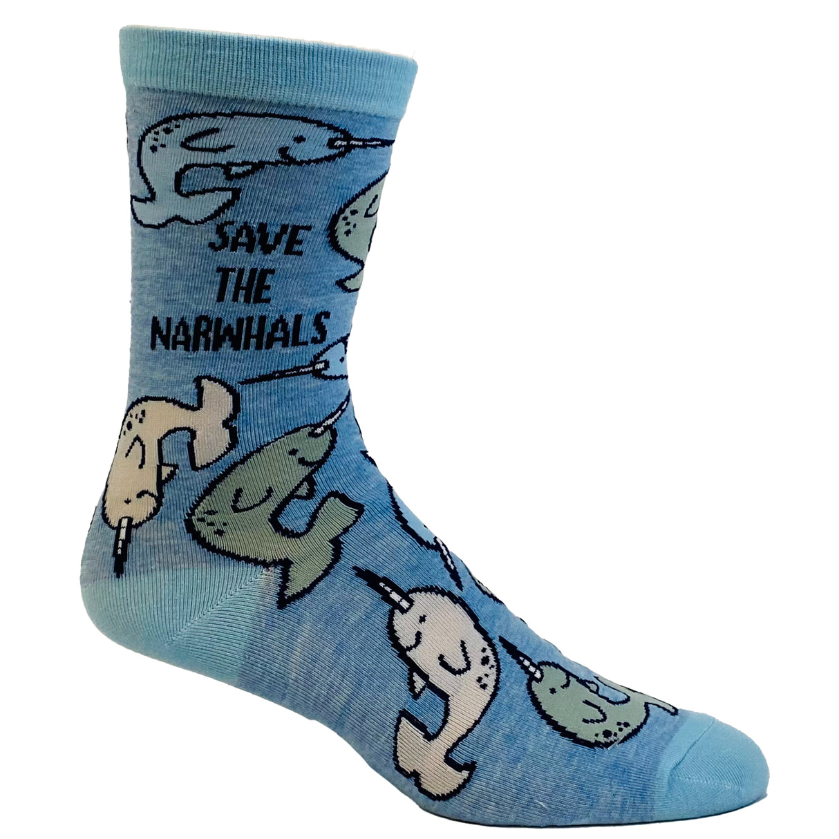 Women's Save The Narwhals Socks Cute Ocean Whale Unicorn of The Sea Graphic Footwear