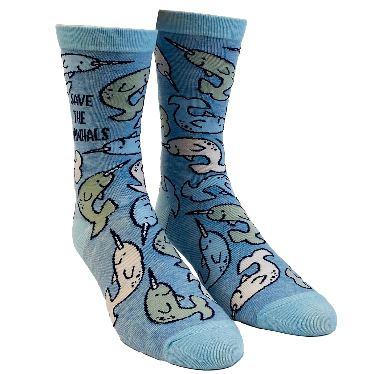 Women's Save The Narwhals Socks Cute Ocean Whale Unicorn of The Sea Graphic Footwear