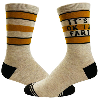 Men's It's Ok To Fart Socks Funny Bathroom Humor Pass Gas Toot Novelty Footwear