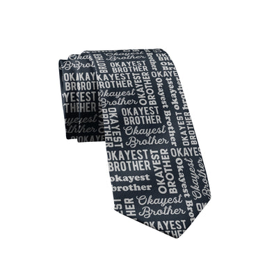 Okayest Brother Necktie Funny Family Reunion Sarcastic Gag Gift For Sibling Graphic Tie