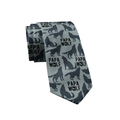 Papa Wolf Necktie Funny Camping Hiking Father's Day Family Dad Tie