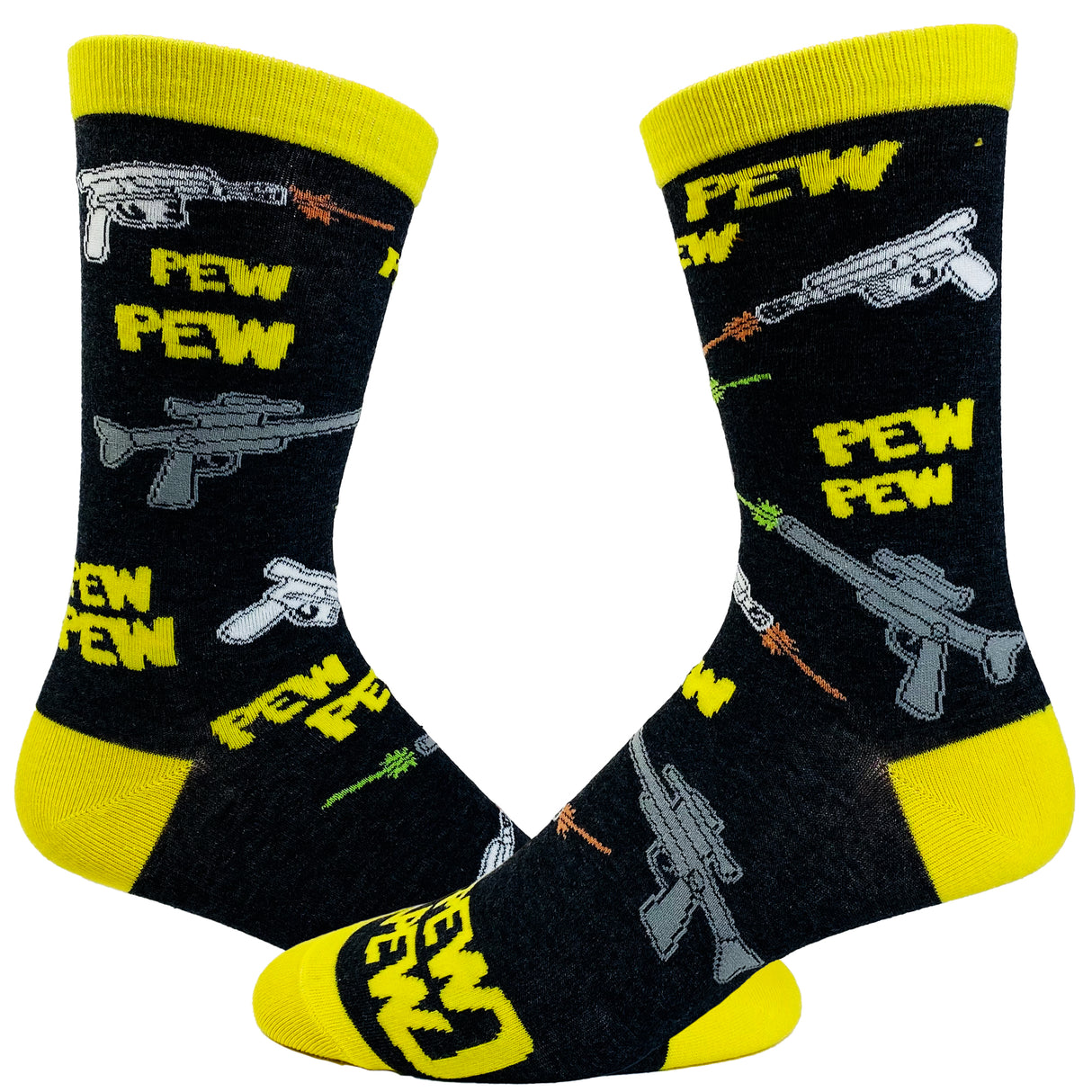 Men's Pew Pew Socks Funny Lasers Sci Fi Novelty Fantasy Nerdy Video Game Footwear