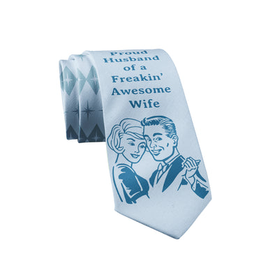 Proud Husband Of A Freaking Awesome Wife Necktie Funny Wedding Graphic Tie