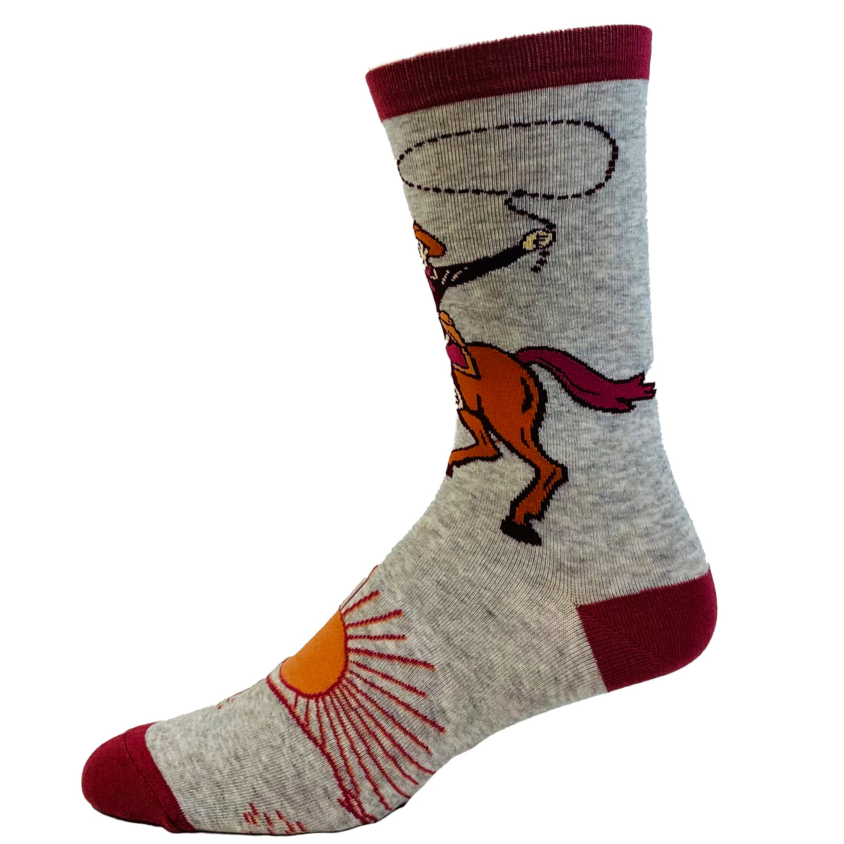 Men's Ride Em Cowboy Socks Funny Horseback Riding Desert Sun Novelty Western Footwear