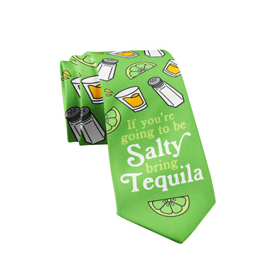 If You're Going To Be Salty Bring Tequila Necktie Funny Party Shots Margarita Novelty Tie